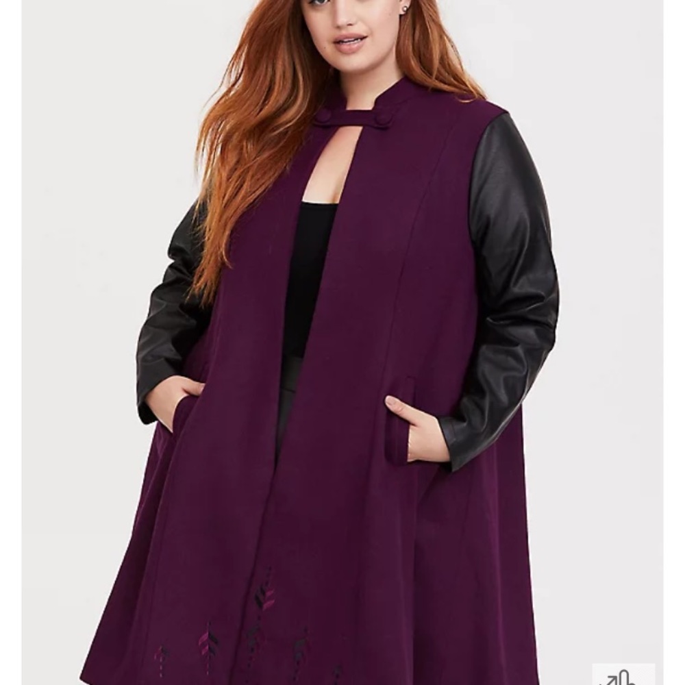 DISNEY FROZEN 2 ANNA EMBROIDERED PURPLE WOOLEN COAT